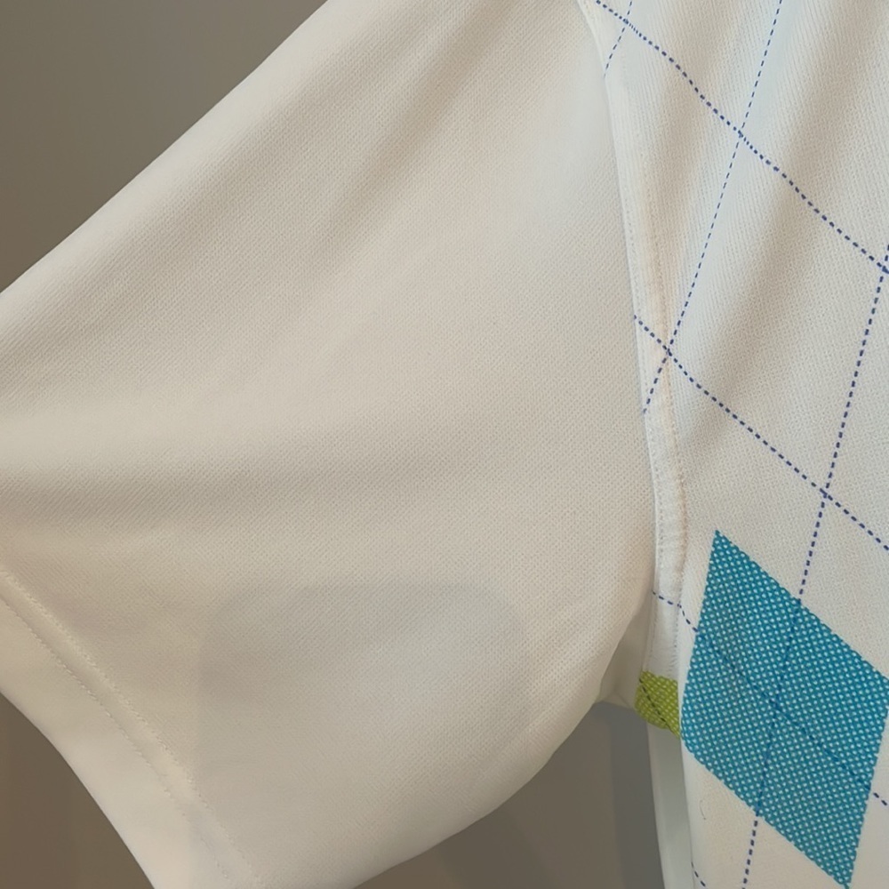 Pro Tour Golf Polo Shirt SZ XL White with Pattern Moisture Wicking Breathable - Picture 7 of 10